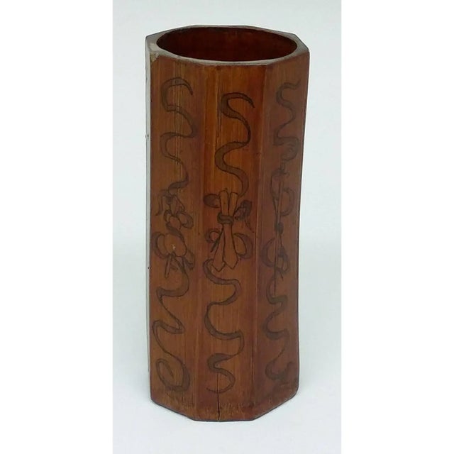 Bamboo Octagon Shaped Chinese Scholar Brush Holder For Sale - Image 4 of 11
