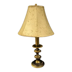 Vintage Metal Lamp With Brushed Finish Table Lamp With Swirled Shade