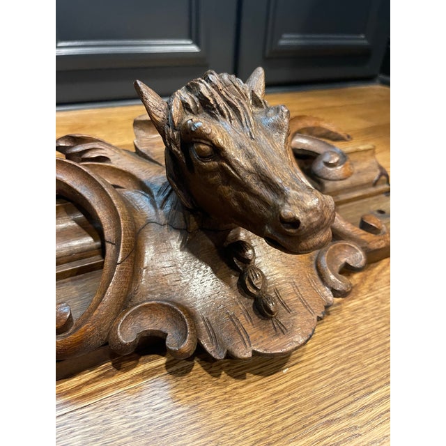 English Equestrian Carved Wood Horse Head Architectural Salvage Wall Plaque For Sale - Image 3 of 10