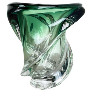 Crystal Wave Glass Vase from Val Saint Lambert, Belgium, 1960s For Sale