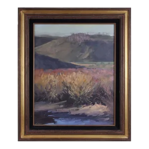 Howard Carr Riverside and Mountain Oil Painting, Framed