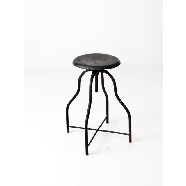 Early 20th Century Antique Industrial Adjustable Metal Stool For Sale - Image 5 of 13