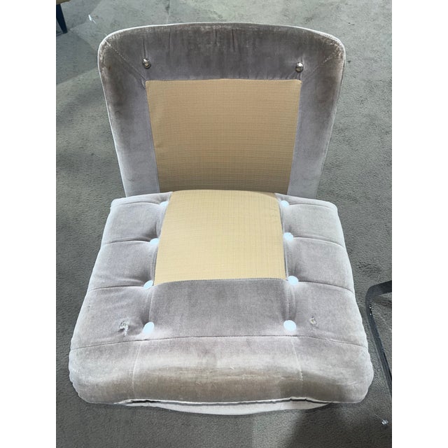 1975 Roche Bobois Gray Tufted Velvet Cantilever Chairs- Set of 2 For Sale - Image 12 of 12