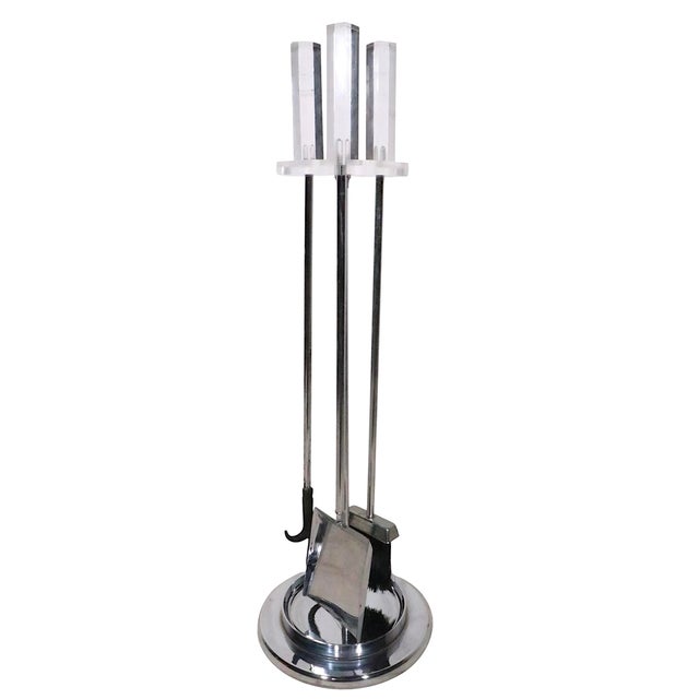 Vintage Lucite and Chrome Fireplace Tool Set For Sale - Image 9 of 9
