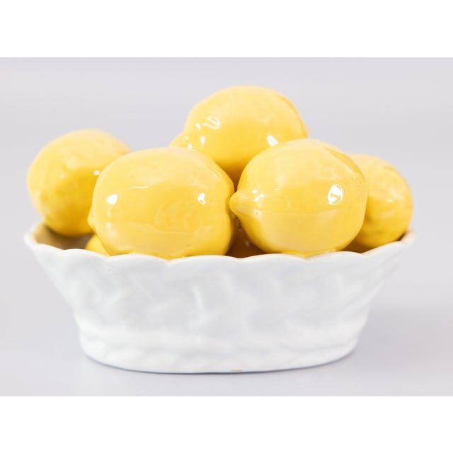 White Vintage Italian Majolica Bowl of Lemons Centerpiece For Sale - Image 8 of 8