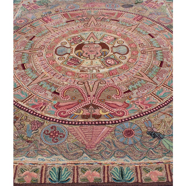 Textile Antique American Hooked Rug With Intricate Medallion 8'1 X 10'4 For Sale - Image 7 of 10