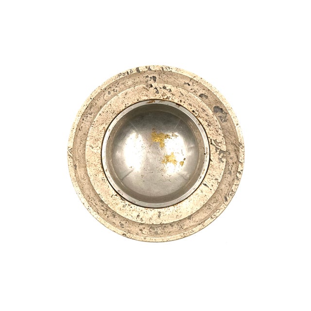 Travertine & Brass Vide Poche / Ashtray, Cerri Nestore, Italy, 1970s For Sale - Image 6 of 8