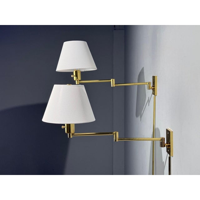 1970s George Hansen, Articulating Wall Lights, Polished Brass, Spain - a Pair For Sale - Image 4 of 14