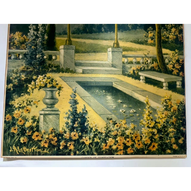 Early 1900's Pair of J. A. LeBretton Framed Color Garden Prints For Sale - Image 10 of 12