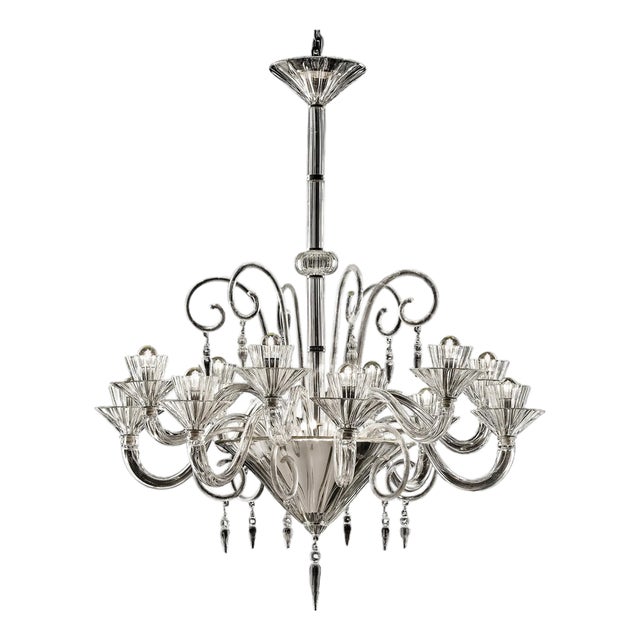 Chandelier in Transparent and Gold Murano Glass by Simoeng for Simoeng For Sale