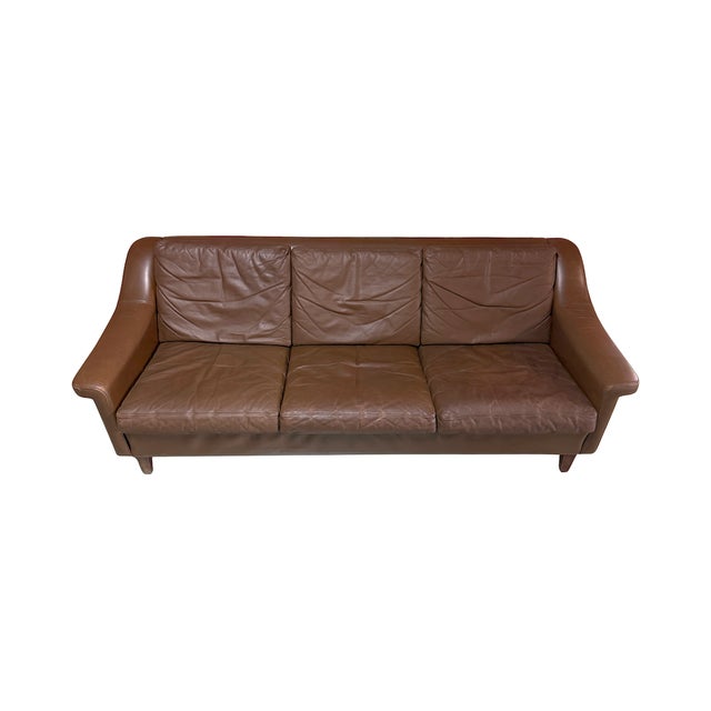 Mid-Century Modern Danish Leather 3-Seater Sofa, Denmark, 1960s For Sale - Image 3 of 5