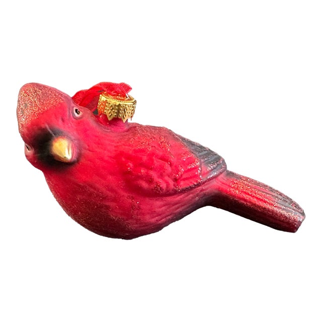 Red Cardinal Bird Glass Christmas Ornament For Sale