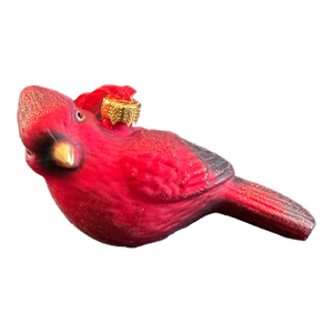 Red Cardinal Bird Glass Christmas Ornament