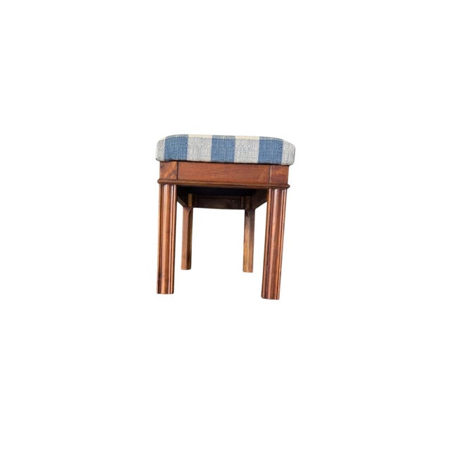 1940s English Chippendale Mahogany Bench New Fabric. For Sale - Image 9 of 10