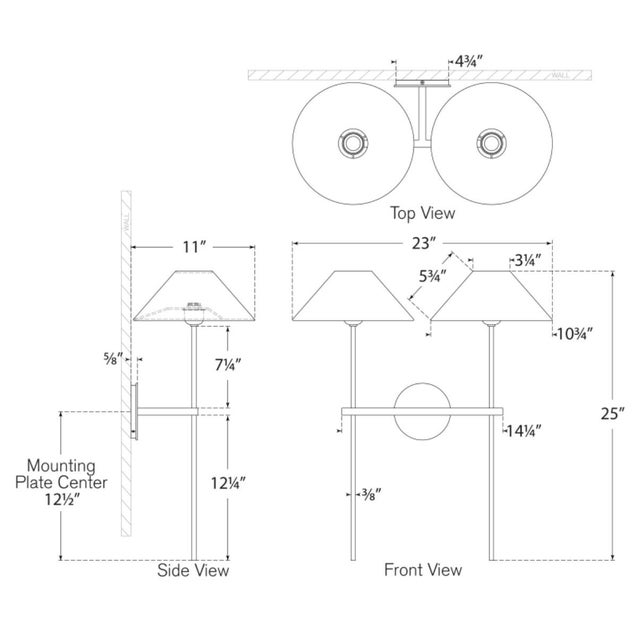 2020s J. Randall Powers for Visual Comfort Signature Hackney 25" Double Tail Sconce in Polished Nickel with Linen Shades For Sale - Image 5 of 6