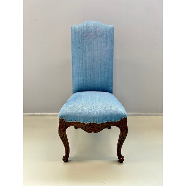 Louis XV Dining Chair in Blue Upholstery For Sale - Image 11 of 11