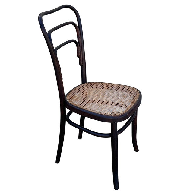 1920s 1920 Art Deco Bent Oak & Cane Chair No. 144 Attributed to Thonet For Sale - Image 5 of 9
