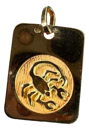 French Scorpio Starsign Zodiac 18k Yellow Gold Charm Medal Pendant, 1980s