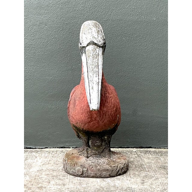 Vintage Painted Cement Pelican Sculpture For Sale - Image 12 of 12