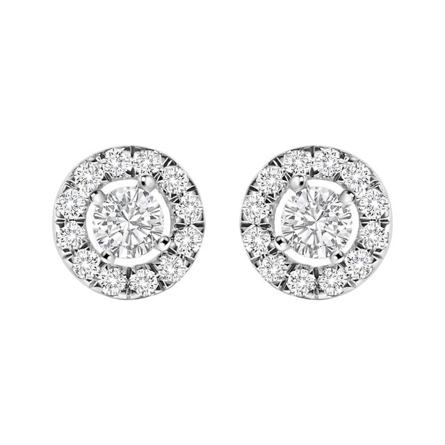 Discover the ethereal beauty of the 14K White Gold Floating Halo Stud Earrings, where sophistication meets sparkling...
