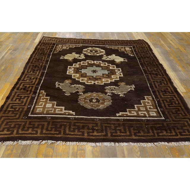 Antique Chinese - Mongolian Rug 5' 9''x7' 10'' Antique Chinese - Mongolian Small Scatter Size Wool Brown Rug, Circa Date:...