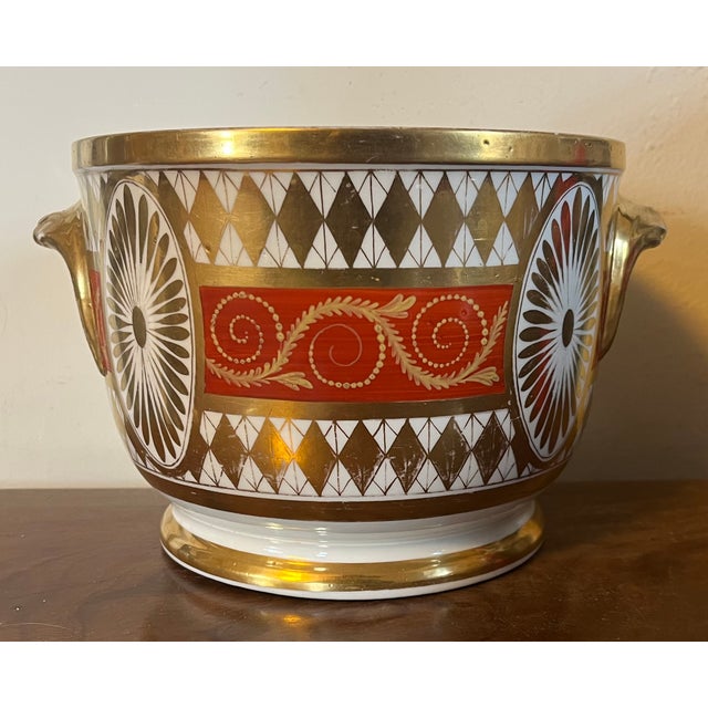 Neoclassical Antique Early 19th Century English George III Coalport Porcelain Neoclassical Cachepot Jardiniere, Circa 1810 For Sale - Image 3 of 12