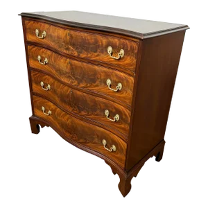 Ca. 1790s Antique George III Serpentine Mahogany Chest of Drawers
