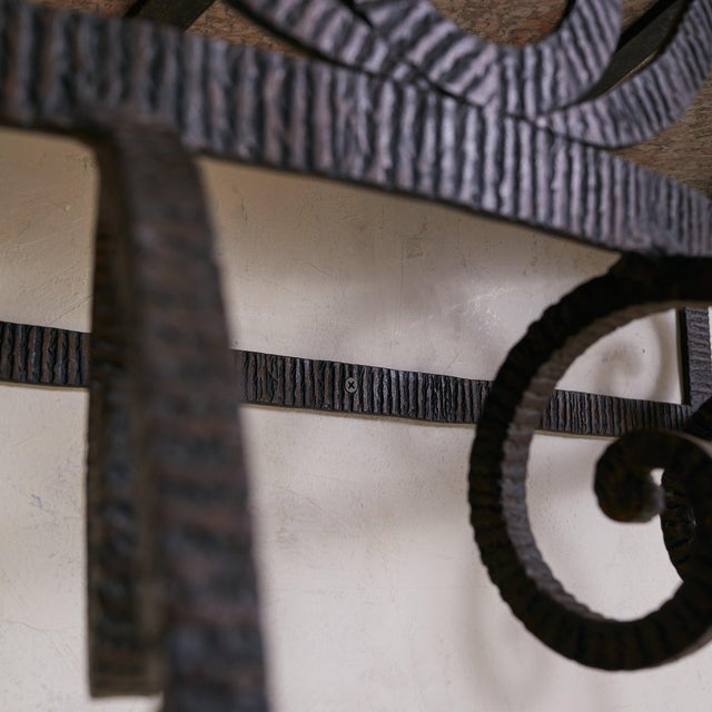 Black French Wrought Iron Demilune Console with Rosso Verona Marble Top, 1940s For Sale - Image 8 of 8