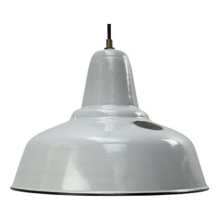 Vintage Industrial Dutch Grey Enamel Hanging Lamp from Philips For Sale