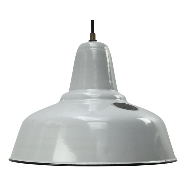 Vintage Industrial Dutch Grey Enamel Hanging Lamp from Philips For Sale