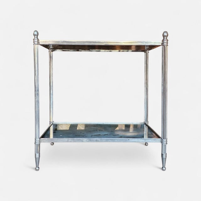1970s 1970s Chrome Two-Tier Mirrored Side Table, After Maison Jansen For Sale - Image 5 of 7