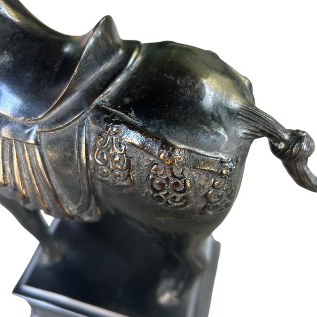 Asian Vintage Tang Dynasty Style Ebonized Bronze War House Statue For Sale - Image 3 of 10