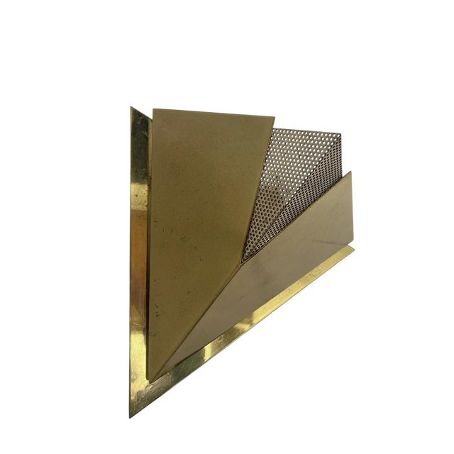 Goldenrod Geometric Brass Pyramid Wall Lights by Baulmann, 1970s, Set of 2 For Sale - Image 8 of 14