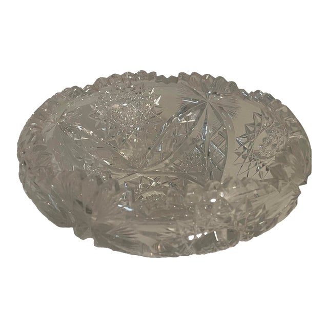 Antique American Brilliant Cut Glass Bowl Candy Dish For Sale