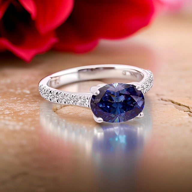 Natural Sapphire Diamond Ring 6.5 14k W Gold 3.15 TCW Certified For Sale - Image 10 of 14
