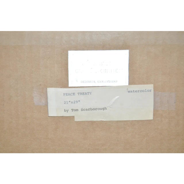Tan Tom Scarborough "Peace Treaty" Watercolor c.1970s For Sale - Image 8 of 8