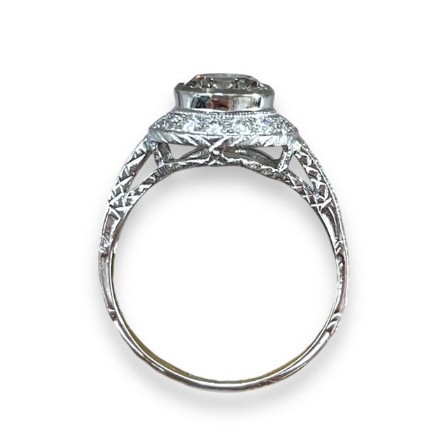 Early 21st Century 1.21 Ct Lab Mined Diamond Halo Ring Size 6 For Sale - Image 5 of 6