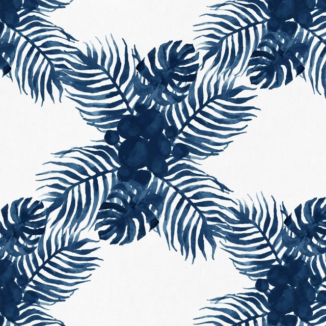 Spritely Home 22" Indoor/Outdoor Pillow Navy Palm Cross For Sale - Image 4 of 5