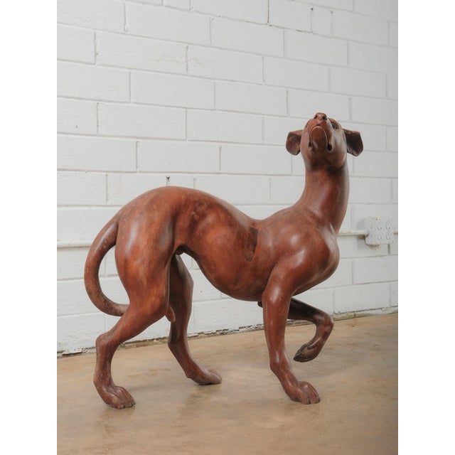 Hand-Carved Wooden Greyhound Sculpture in Expressive Mid-Stride Pose For Sale - Image 4 of 5