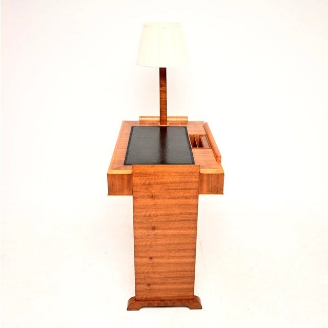 Art Deco Walnut and Sycamore Desk with Integrated Lamp, 1930s For Sale - Image 6 of 11
