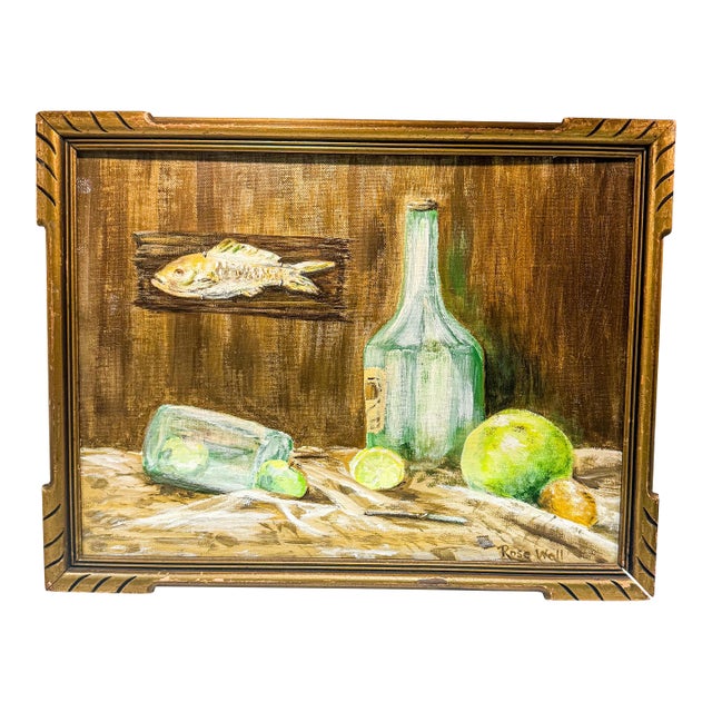 Mid 20th Century Framed and Signed Still Life Oil Painting. For Sale