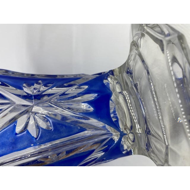 Bohemian Blue and Clear Crystal Vase, 1960s For Sale - Image 9 of 10