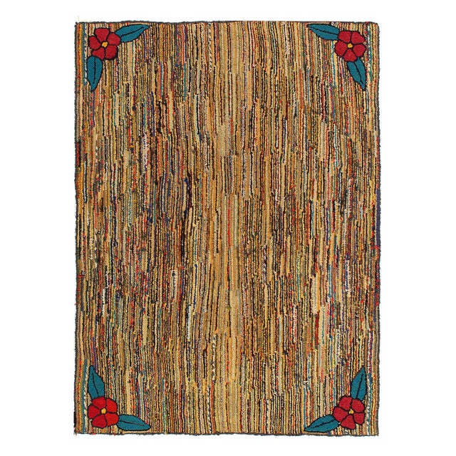Antique Hooked Rug, every element in this hooked rug border is sewn in a deep, rich Navy Blue with smaller, lighter lines...