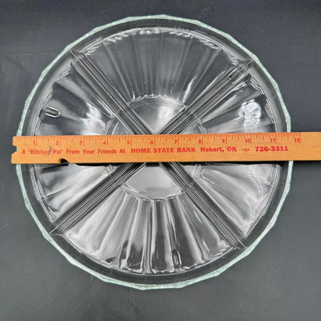 Italian Italian Clear Glass Platter Plate Tray Divided 4 Section Footed For Sale - Image 3 of 5
