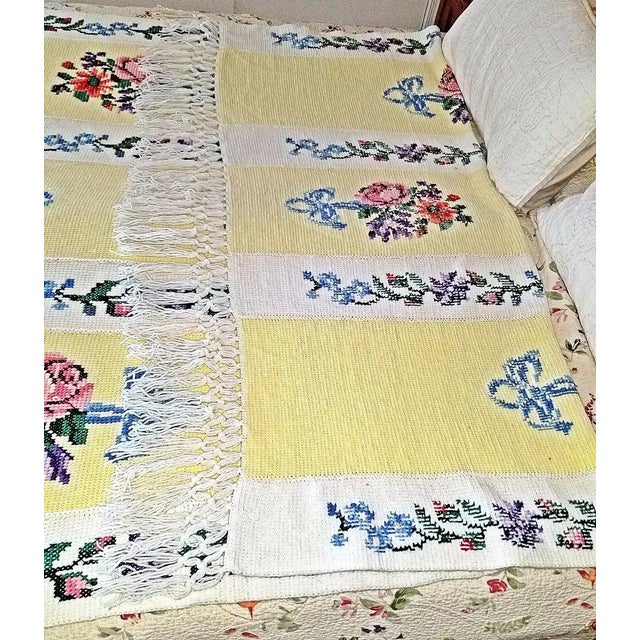 1970s 1970s Hand-Knit Queen Sized Bed Throw Aghan For Sale - Image 5 of 11