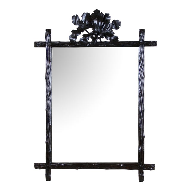Black Forest Mirror with Oak Leaf Carvings, Austria, 1870s For Sale