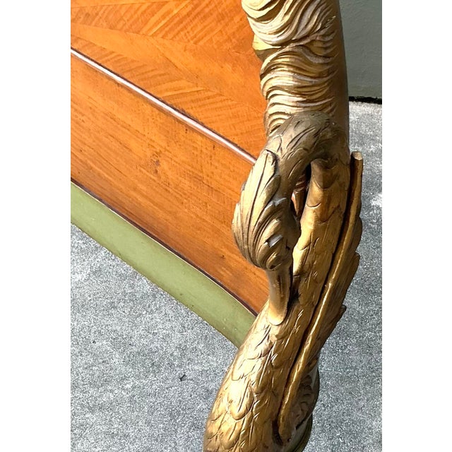 Vintage Regency French Deco Carved Swan Full Bed For Sale - Image 12 of 14