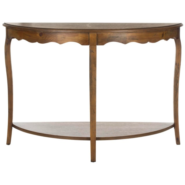 Richardson Demilune Console in Medium Brown For Sale - Image 4 of 4