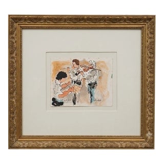 Vintage Urbain Huchet Signed Lithograph  Gallery Float Mount For Sale