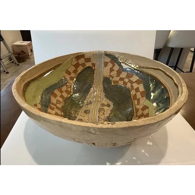 Large Handbuilt Studio Pottery Bowl by Karen Kappell – Sculptural Abstract Ceramic Art For Sale - Image 10 of 12